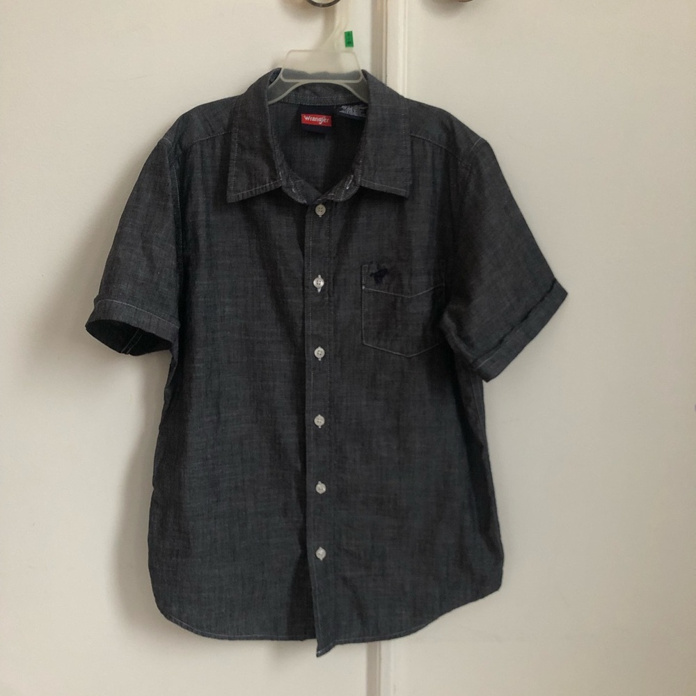 Boys Gray short sleeve buttondown